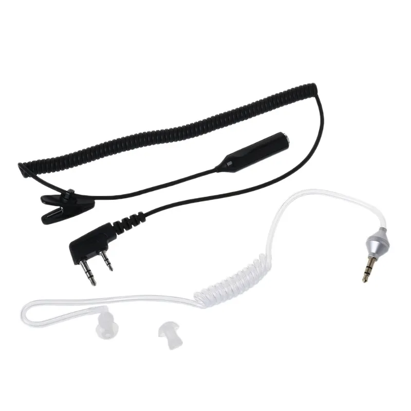 2-pin PTT MIC headset till 3,5 mm luft akustisk rör öronstycke för Baofeng UV-5R 888s