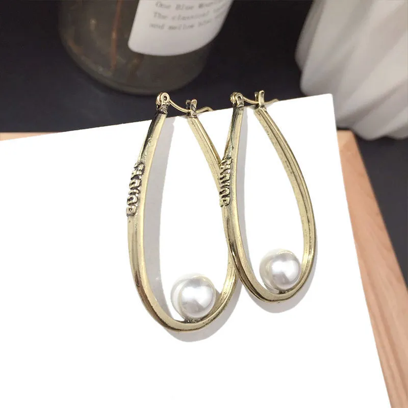 Boucles d'oreilles en forme de goutte de perles, Design à la mode, rétro en métal Simple, boucles d'oreilles pendantes, bijoux, vente en gros