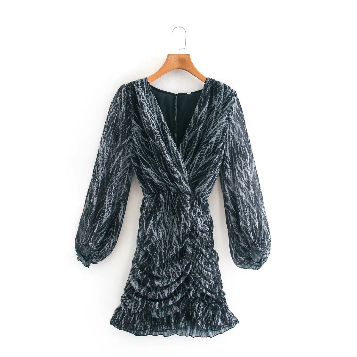 Compra 2020 Del Diseñador Atractivo Ropa De Segunda Mano Una Línea De Manga  Larga Barrio Nuevo Salón De Moda Los Vestidos De Las Mujeres Delgadas V  Cuello De La Colmena Estampado De