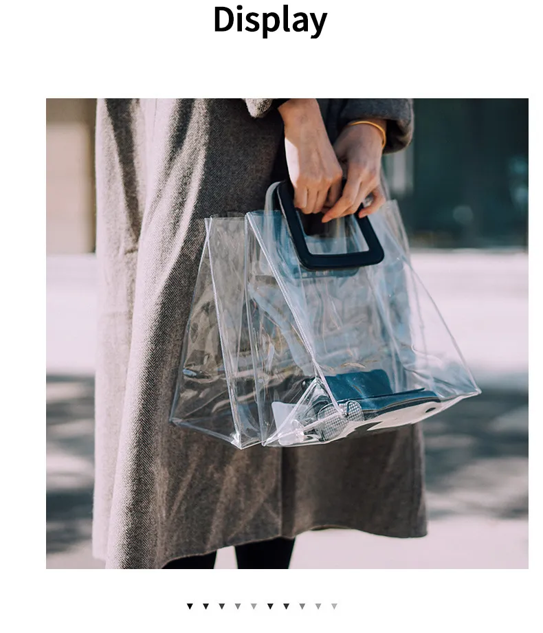 Sac Fourre-Tout Transparent PVC Épais Bleu - Sac Plage Bandoulière Femme, Grande Capacité, Imperméable Et Léger