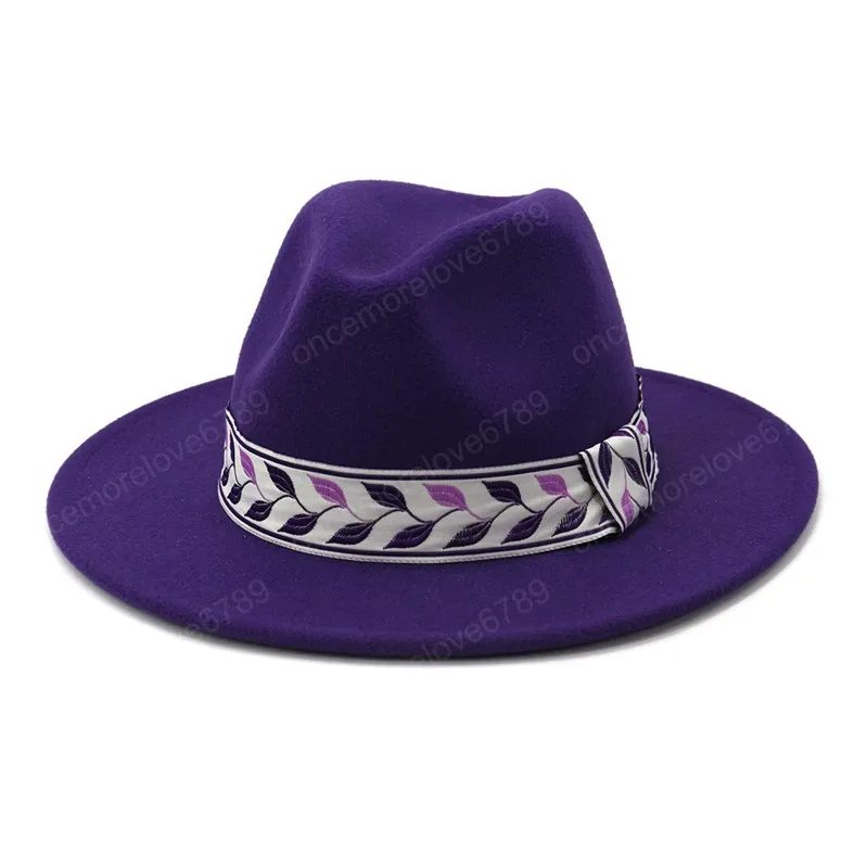أزياء للجنسين واسعة بريم الكنيسة فيدورا الشريط اللباس دربي السيدات قبعة بنما تريلبي كاب موضة القبعات الدافئة قبعات الشتاء قبعات