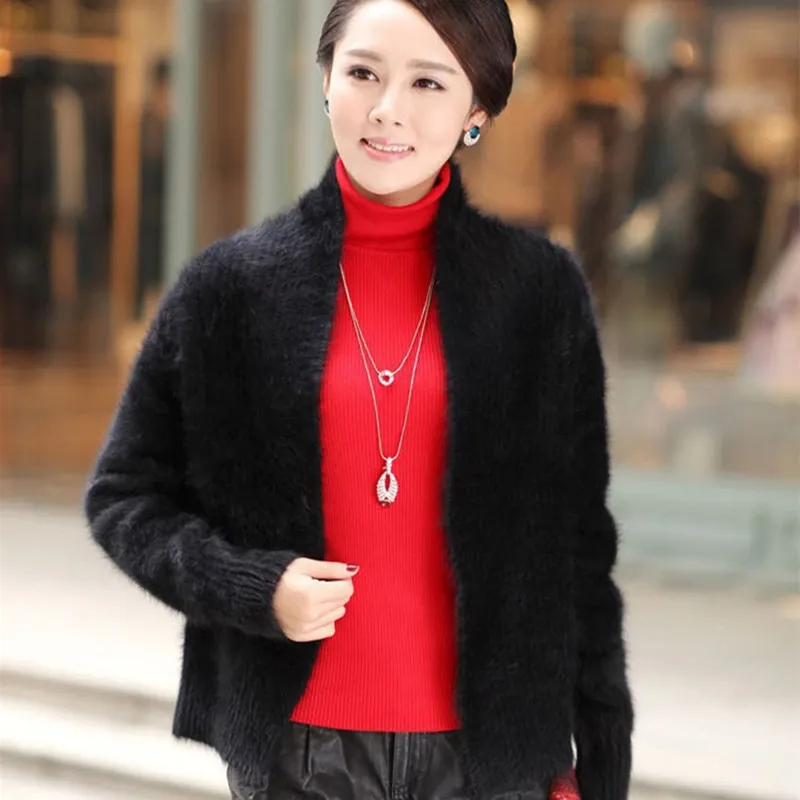 Real Mink Cashmere Sweater Women Pure Mink Cashmere Knit Cardigan