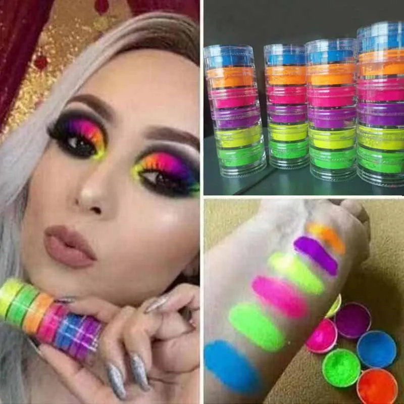 6 couleurs de poudre de fard à paupières Ensemble de maquillage mate à paupières mate poudre de poudre de fard à paupières vert jaune