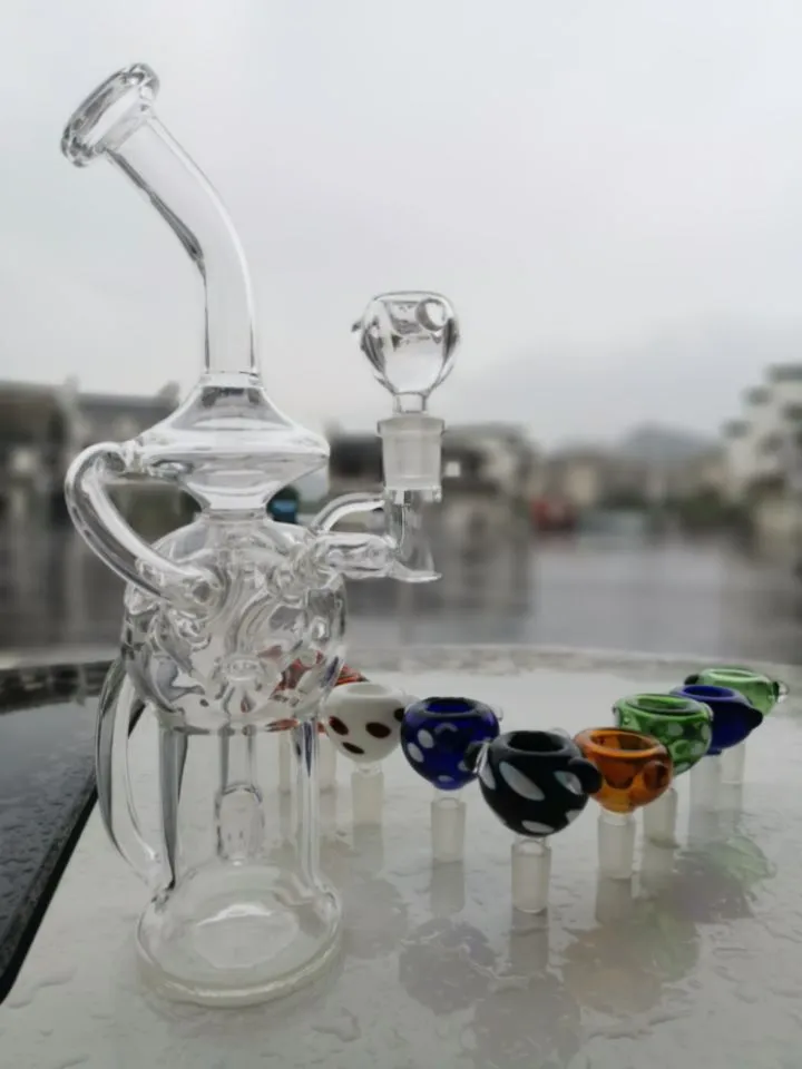 10.5recycler Bong Dab Rig Smoking Pipe Tornado Percolator Glass Water ...