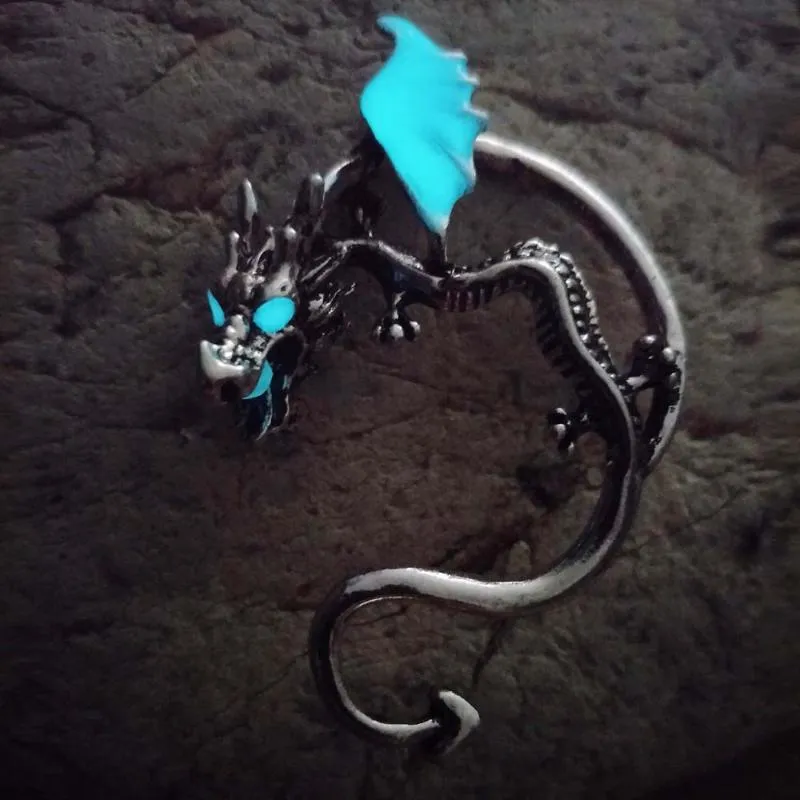 Hoop Huggie Luminous Dragon Örhängen Svart Man Och Kvinna 3 Färger