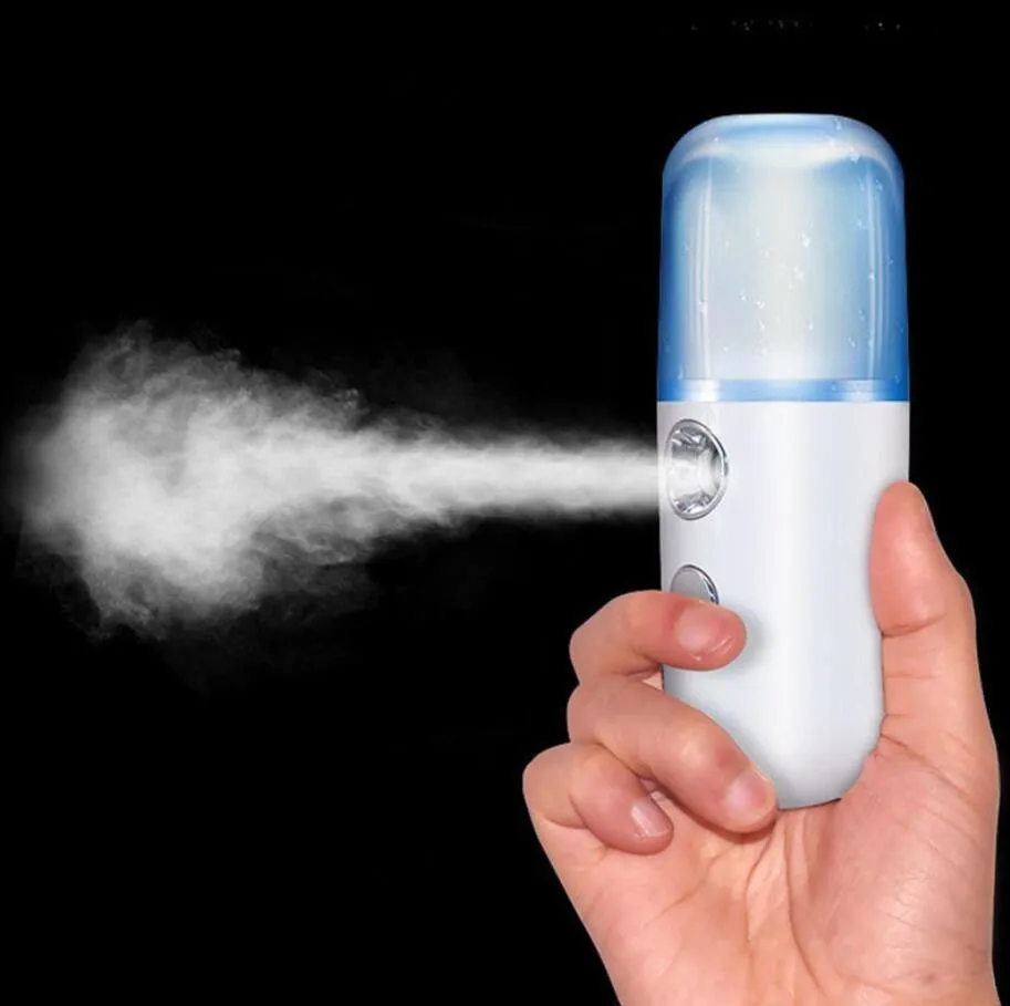 Portable Nano Mist Sprayer Mini USB Uppladdningsbart ansikte Spray Facial Steamer Luftfuktare Sprayer Bottle Care Tools 30ml med låda