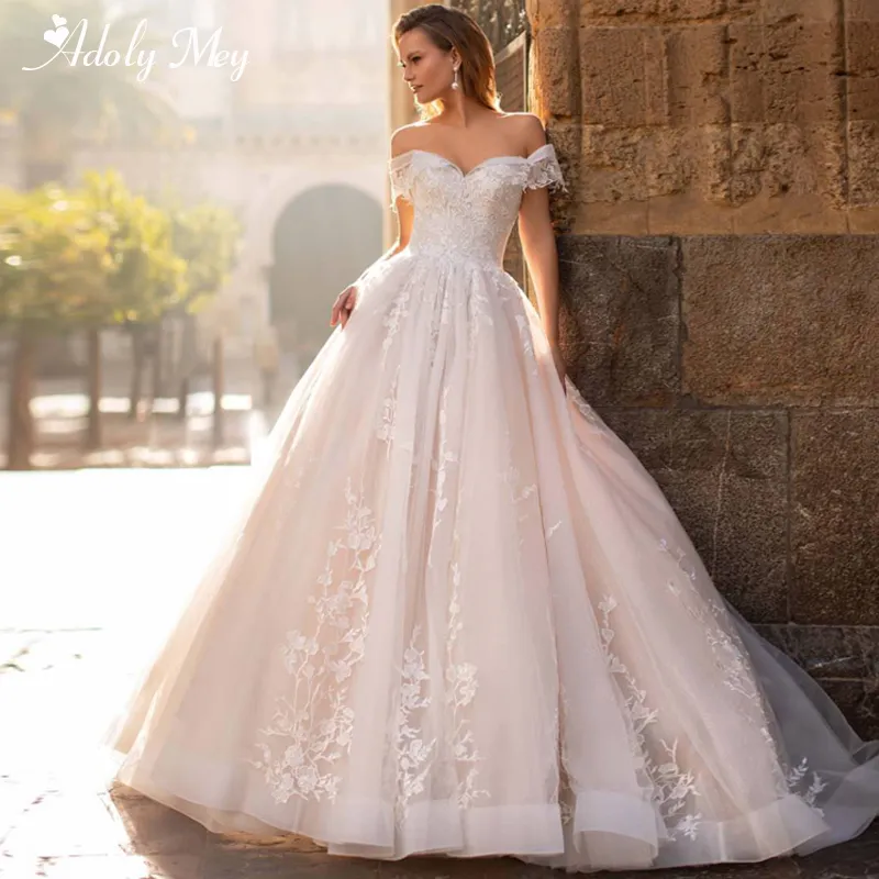 Adoly Mey Romantic Loweteart шея кружева A-Line Свадебное платье 2020 роскошные бисеровые аппликации кисти поезда принцесса свадебное платье