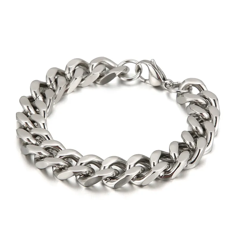 12 mm 8 66 '' Bracelet de chaîne de liaison cubaine en acier inoxydable à haut poli bracelet Bracelet pour hommes bijoux BILANDS d'anniversaire beaux cadeaux2462