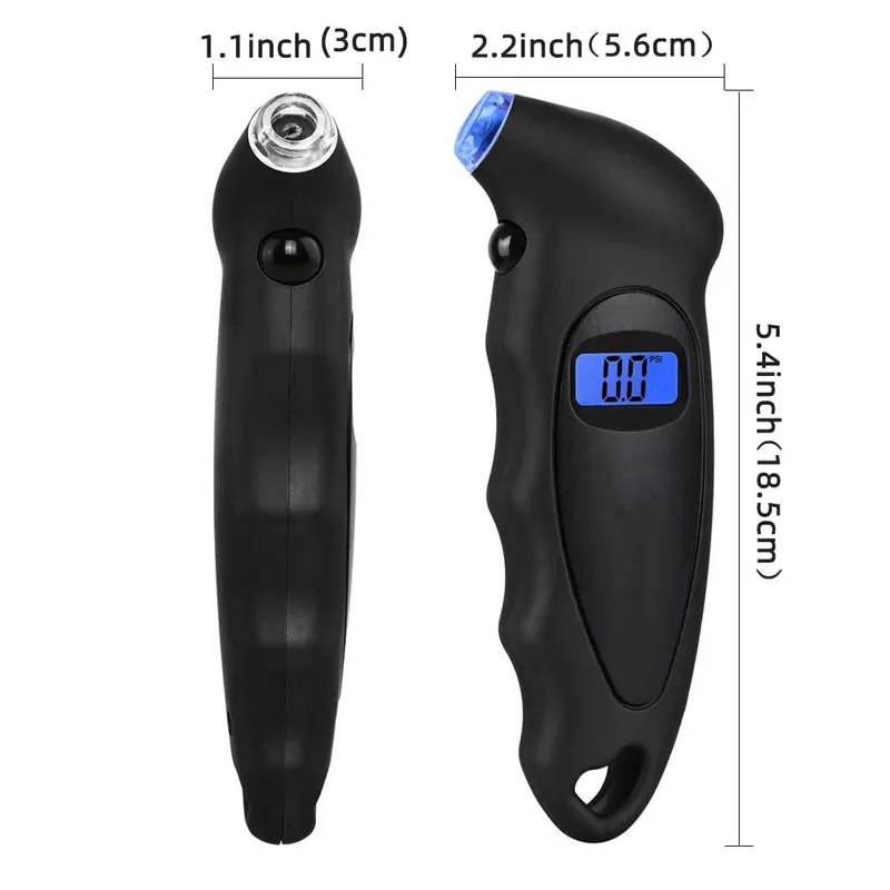 디지털 타이어 압력 게이지 테스터 LCD 타이어 테스트 도구 안전 키트 TPMS CAR 오토바이 자전거를위한 공압 도구 3715374