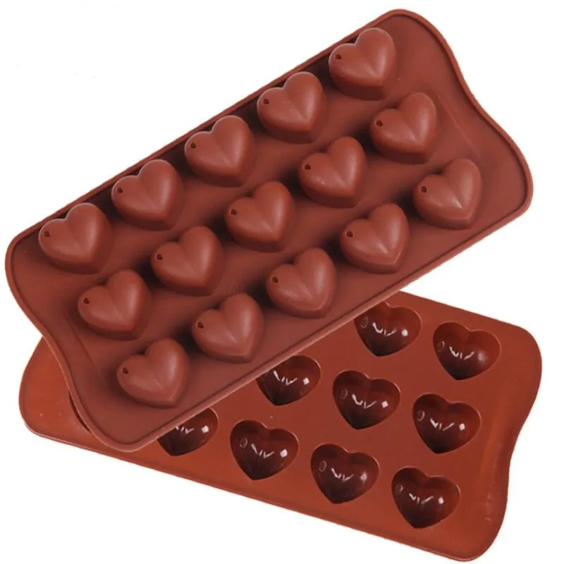 15 hål hjärtformad choklad mögel diy silikon tårta dekoration mögel gelé isbakning mögel kärlek gåva choklad mögel hhb1709