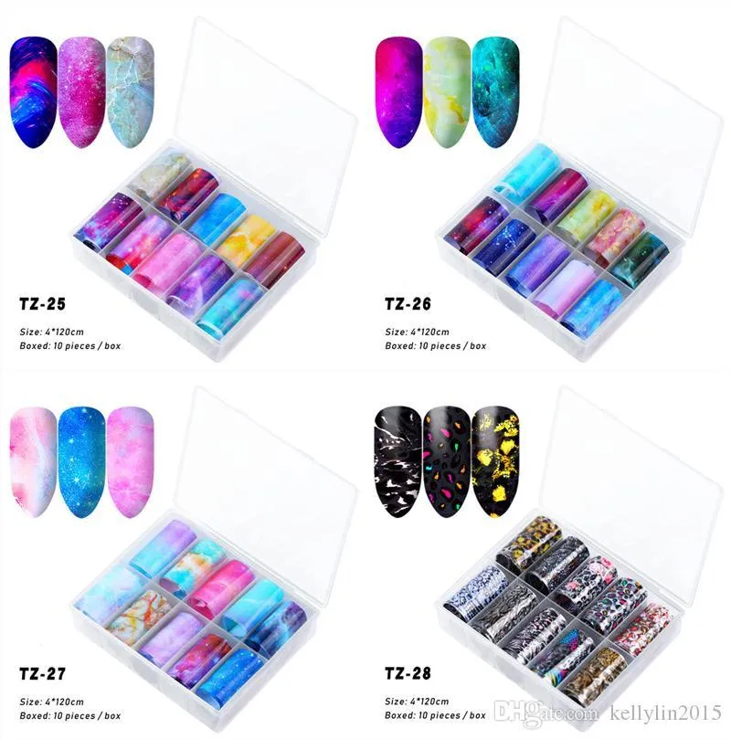 Nail Art Stickers Set 30 styles Transfer Paper Decals Colorful Starry Laser Nail art Decorations Tips Manicure Tool 4cm /box