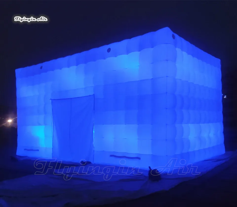 Barraca de cubo inflável de iluminação externa 8m de comprimento, cobertura personalizada, jardim, branco, estrutura pop-up, casa, para eventos de publicidade A314b