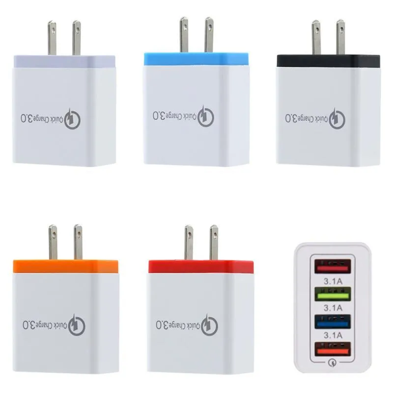 4 USB Carregador de Telefone Fast 5 V 3A Multi-Port Travel Charger Plug Charger Rápido para iPhone 11 Pro Max Samsung Xiaomi Huawei DHL GRÁTIS