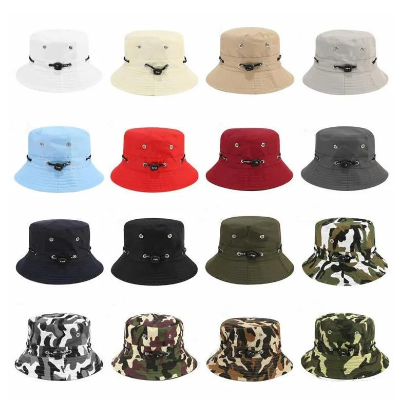 Basin Hat Fisherman Cap Travel Sunshade Caps Shading Tea Picking folded Hats Anti-sunburn Outdoor Canvas Camouflage Party Hats ZCGY56