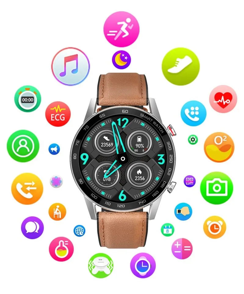 DT95 Business Sports Smart Watch Bluetooth Call IP68 Waterdichte ECG Warmtetarief Bloeddruk Scherm Alarm Sleep SmartWatch PK Xiaomi Air