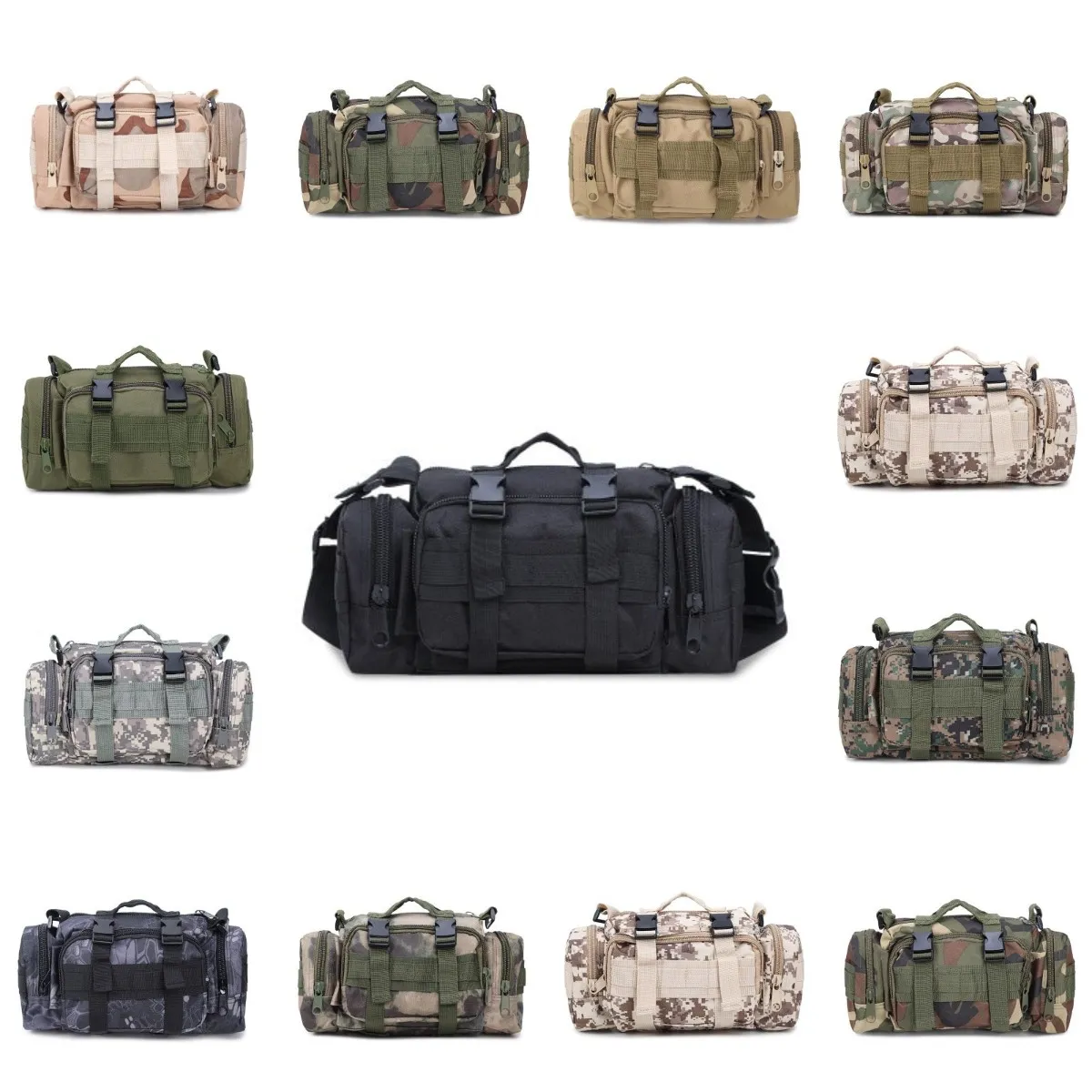 Camo Tactical Bag Waterproof Military Cintura Pacote Molle Outdoor Bolsa Bag Camping Caminhada Durável Backpack Viagem Sacos Cyz2761 10pcs