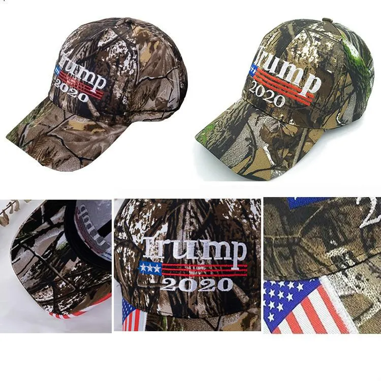 Neue Camo Donald Trump 2020-Mütze Make America Great MAGA Caps USA-Flagge 3D-Stickerei Buchstabe Camouflage Herren-Baseballmütze für Frauen DHA745