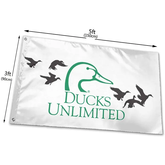 Ducks Unlimited-Flagge, 150 x 90 cm, 3 x 5 Fuß, Digitaldruck, 100D-Polyester, für den Außenbereich, Innenbereich, Vereinsdruck, Banner und Flaggen im Großhandel