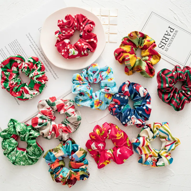 Scrunchie di velluto natalizio Fascia per capelli a righe Scrunchies per capelli Fasce elastiche per donna Cravatte per capelli per ragazze Accessori per capelli di Halloween