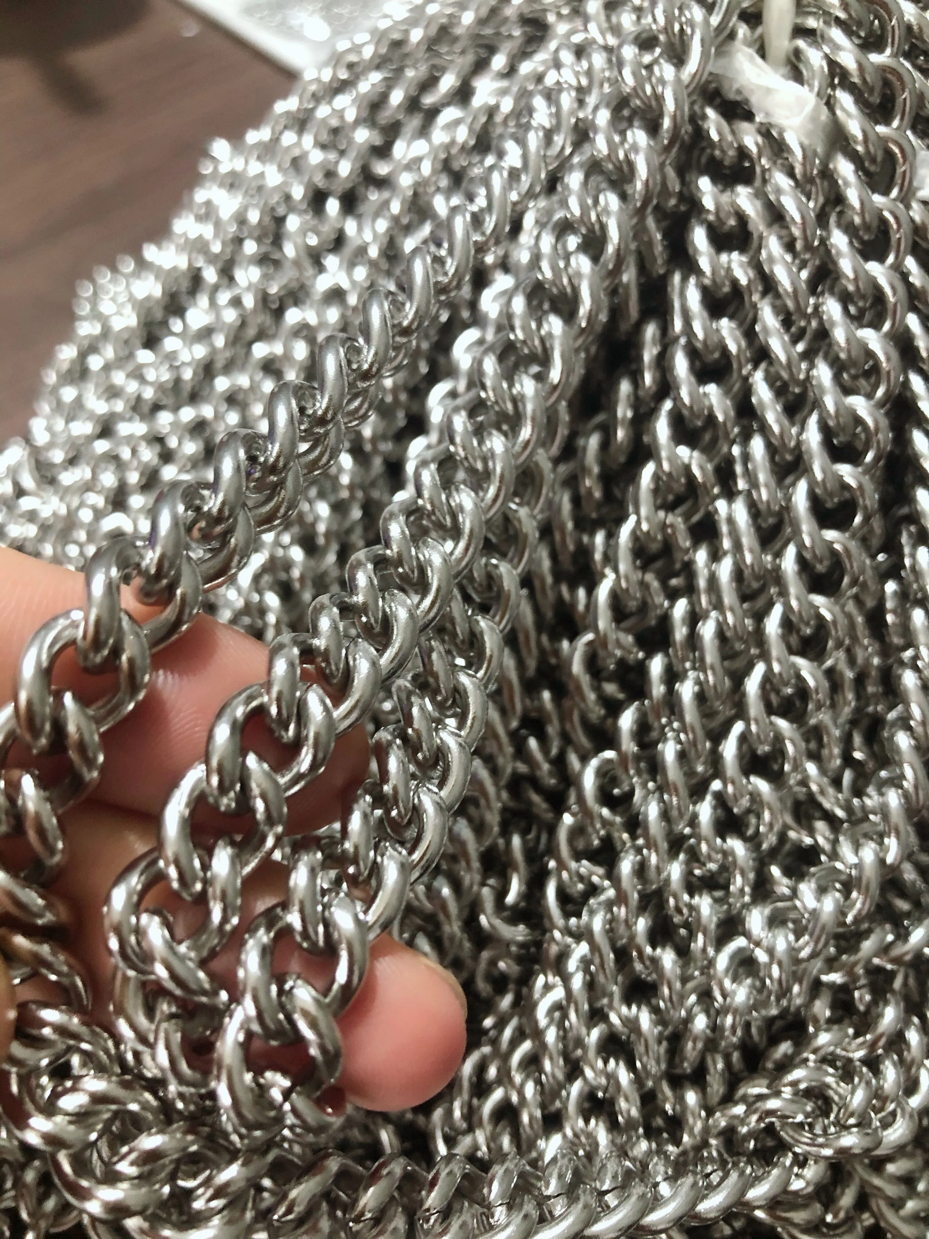 Ny6design Bulk Steel Curb Link Chain - Heavy Cable Chain For Handbag Or Purse, Chunky Silver Links, Made In USA