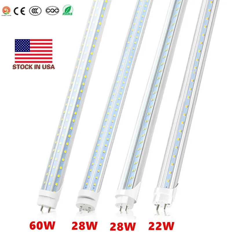 Tubes lumineux T8 LED 4 pieds 4 pieds 18W 22W 28W 60W 80W Ampoules d'éclairage LED Tube fluorescent 4ft G13 à une rangée SMD2835