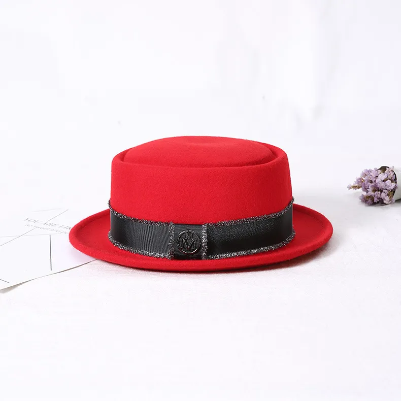 Stingy Brim Hats Men Fedora Hat Fashion 100% Pure Australia Wool Men med Pork Pie för Classic Felt Women Cap1352e