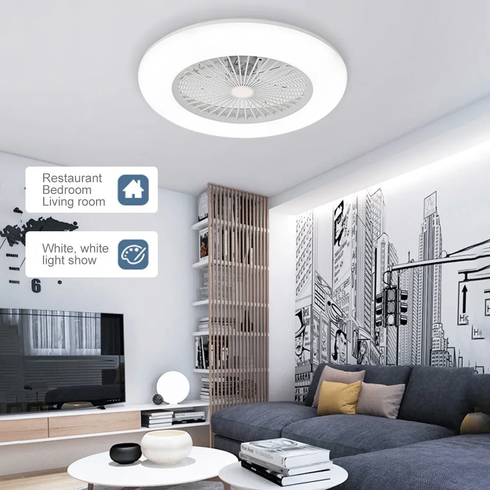 JML Ceiling Fans with Lighting LED Light Adjustable Wind Speed Dimmable with Remote Control 36W Modern LED Ceiling Light for Bedroom Living