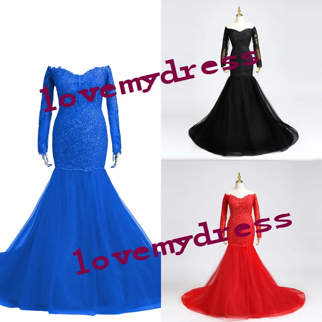 Schulterfrei, lange Ärmel, Ballkleider für Damen, Meerjungfrau-Stil, Applikationen, Perlenkleid, Abendgarderobe, formelle Vestidos de Party, Festzugskleider