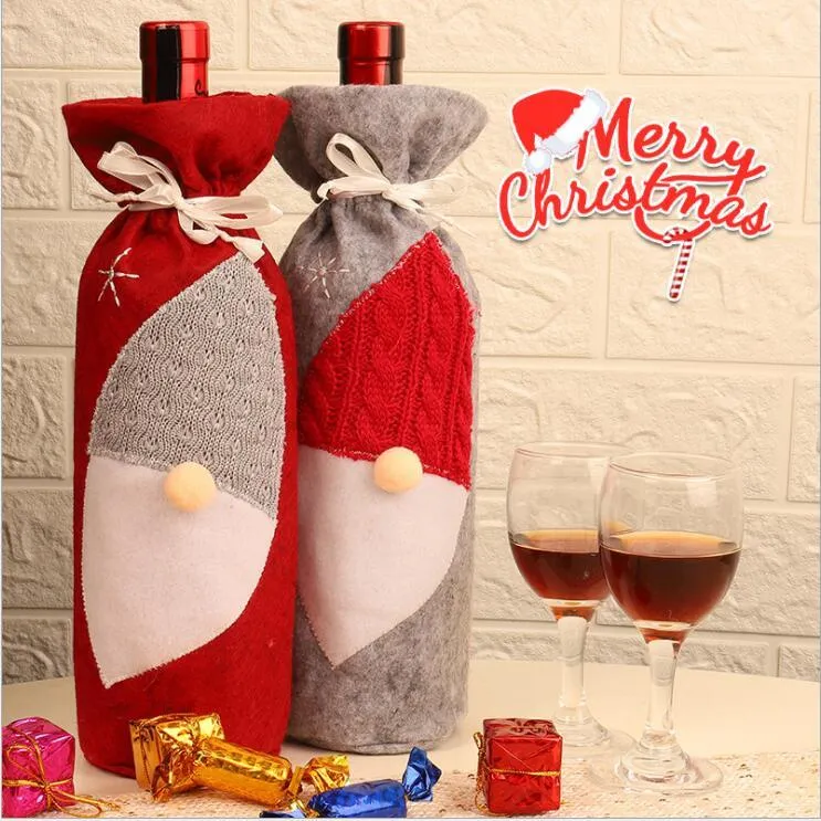 Cubiertas de botellas Cubierta de botella de vino de Navidad Santa Gnomo sin rostro Regalos de Navidad Bolsa Decoración de Navidad Decoración de fiesta