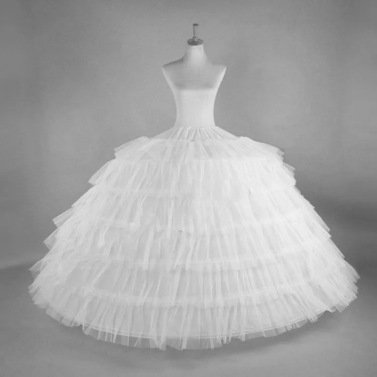 6 bågar stål med puffy tyll petticoat crinoline underskirt glider för bröllopsklänning quinceanera bollklänning jupon tarlatan