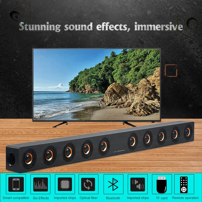 Freeshipping 40W HIFI Draadloze Bluetooth Soundbar Speaker 3D Surround Stereo Subwoofer voor TV Home Theatre Systeem Sound Bar Movie Rac Aux