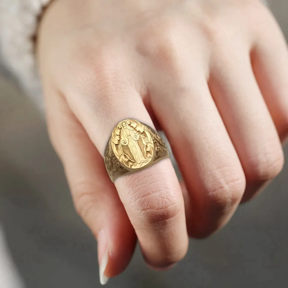 5 Pi ces Vintage Grav La Main Vierge Marie Bague Religieuse
