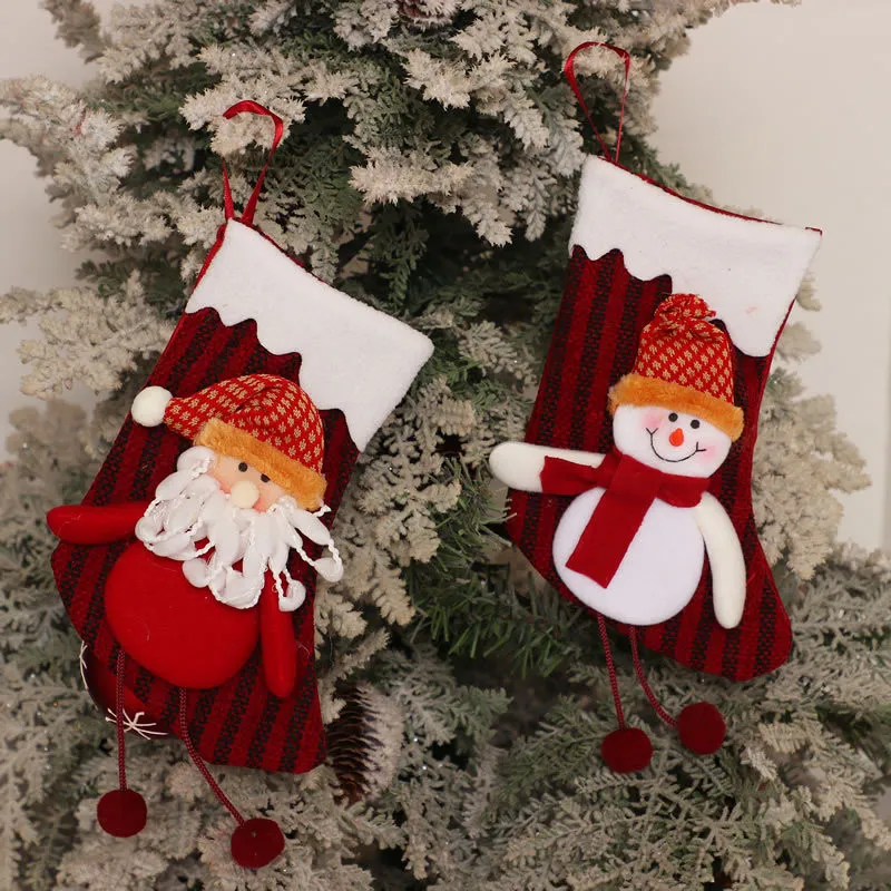 Xmas Tree висячих носков Малого Сант снеговик дизайн чулки Нетканые ткани Рождество Подвесного декоративный орнамент