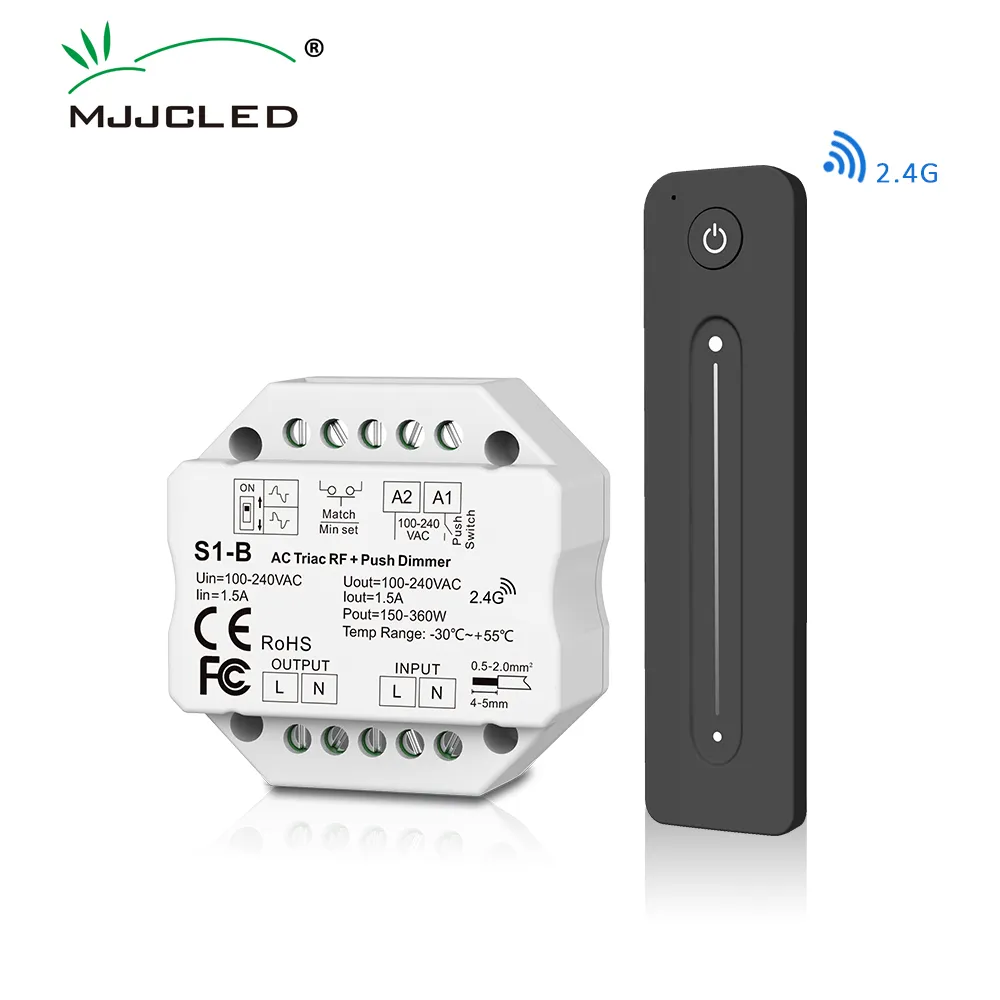 AC Triac Dimmer 220V 230V 110V LED-lampa Push PWM Dimmer Switch 2.4G Wireless RF Touch Remote Control S1-B dimer 220V