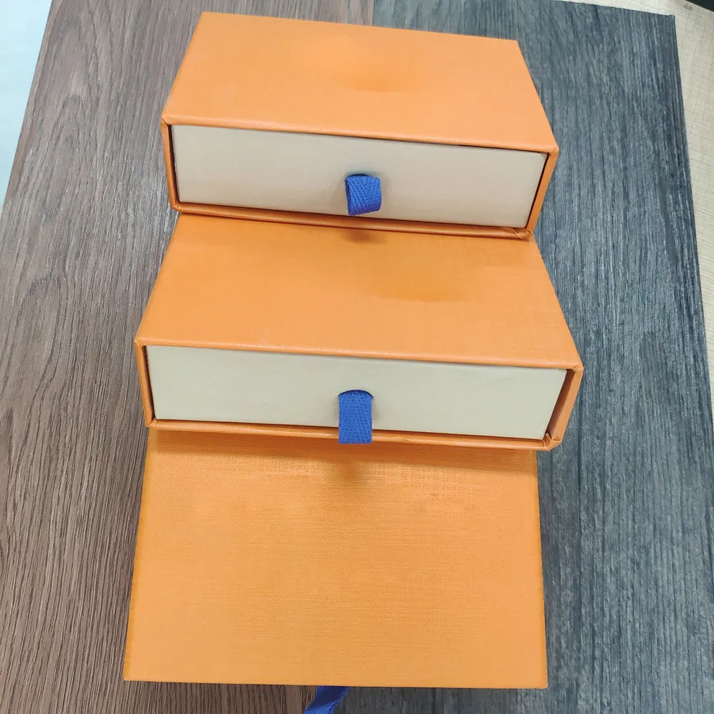 Orange Detaljhandel Presentförpackning Lådor Lådor Dragsko Tygpåsar Kortcertifikat Häfte Tygpåse för smycken Halsband Armband Nyckelringar