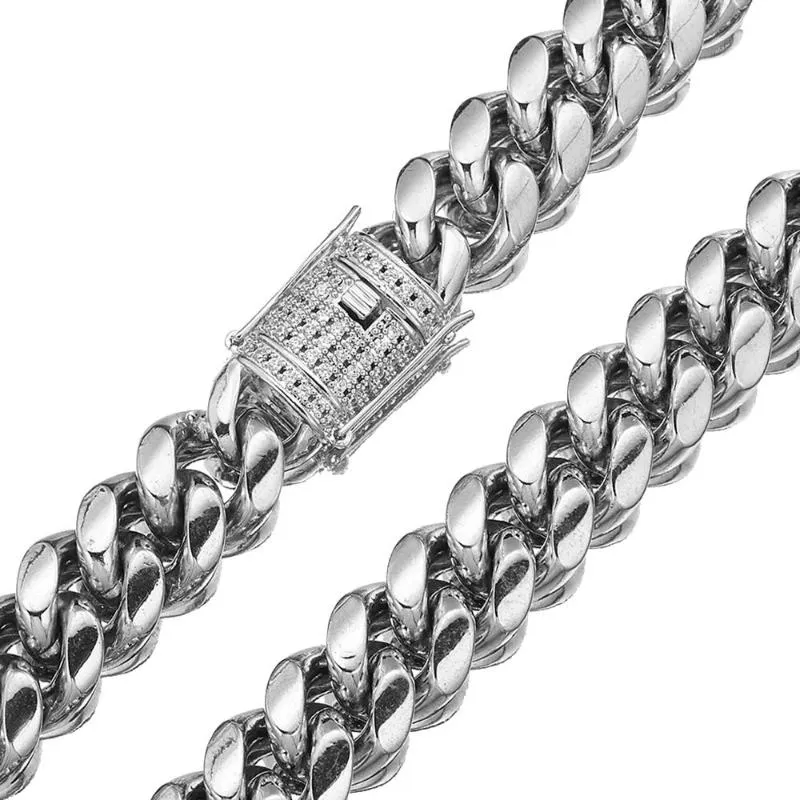 Хип-хоп 16 мм Iced Out кубинский кристалл Майами огромное тяжелое ожерелье из нержавеющей стали, мужское ожерелье, браслет для мужчин Jewelry289R