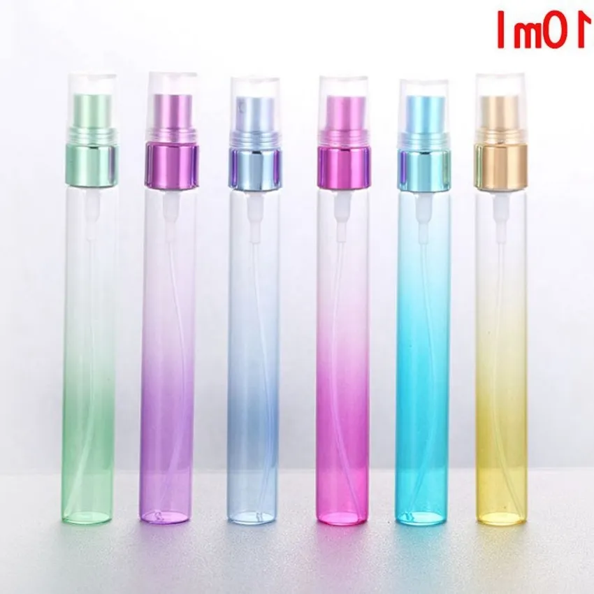 10ml Rainbow Gradient Spray Butelki Rury Perfumy Atomizer Refillable Makeup Travel Szkło Opryskiwacz Perfumy Pojemniki na butelki do kosmetyków