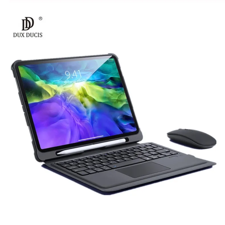 DUX DUCIS Trådlöst tangentbord Tablet PC-fodral för iPad Pro 11 iPadAir 3 10.5 10.2 10.9 iPad9.7 Vikbart Auto Sleep Wake-läderfodral för iPad7/8/9 Air 4/5 12.9