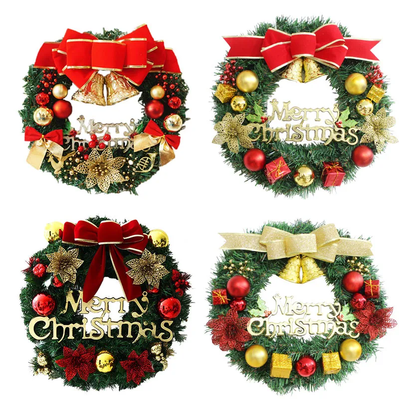 花輪クリスマスツリー装飾家族ホリデーパーティーの壁の装飾休日の雰囲気の花輪の装飾4色DHL