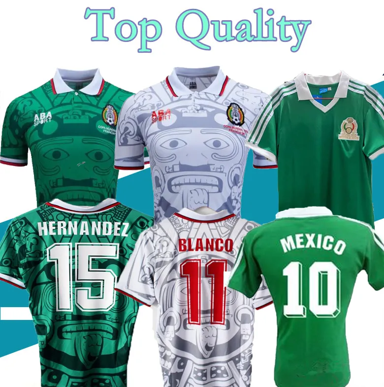 1998 Retro classic Mexico soccer jerseys HERNANDEZ CAMPOS BLANCO H.SANCHEZ 86 94 home away football shirt S-2XL