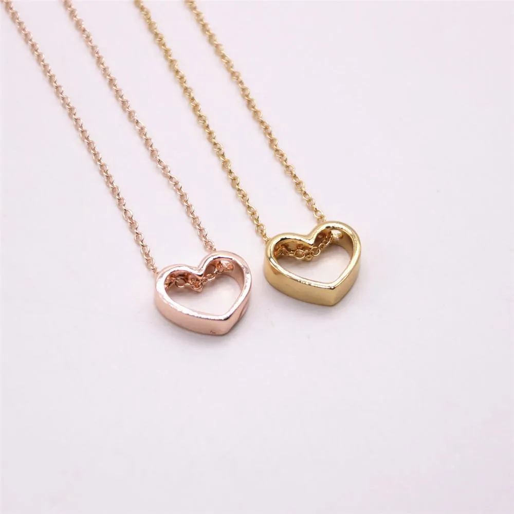 Collier plaqué or 18 carats à la mode Colliers simples en forme de coeur pour femmes en gros et mélange de couleurs livraison gratuite