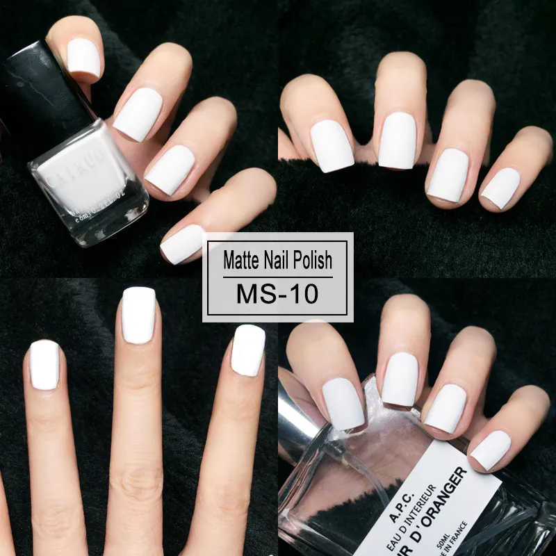 Matte White False Nails With Gold Foil | Creative Nails
