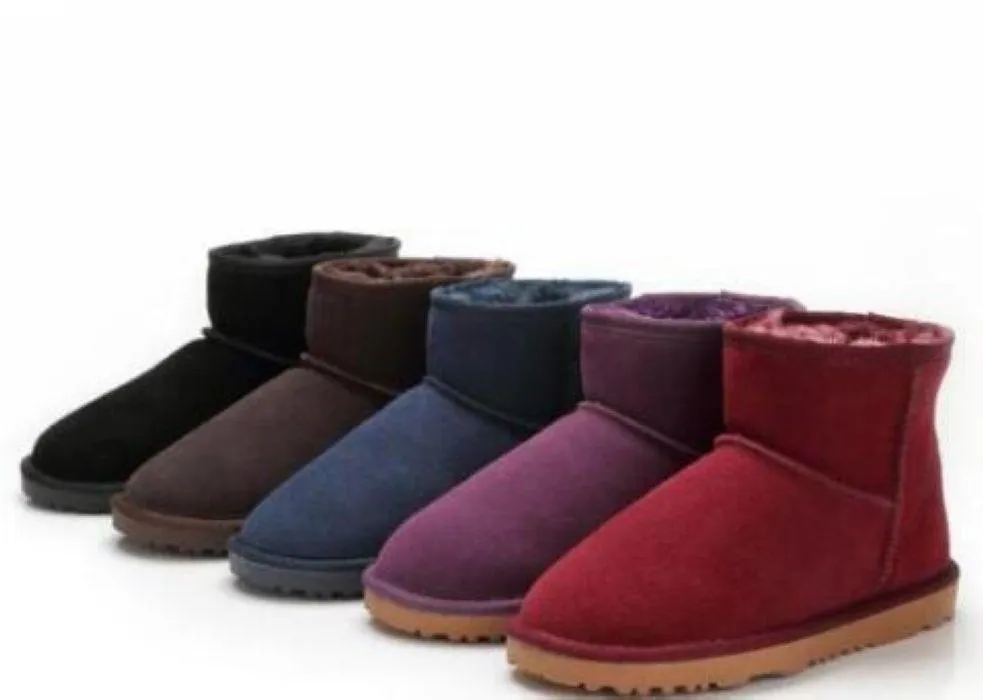 CALIENTE Invierno clásico mantener caliente corto Mini 58541 bota de nieve Marca Mujeres populares Botas de cuero genuino Moda Mujer Botas de nieve