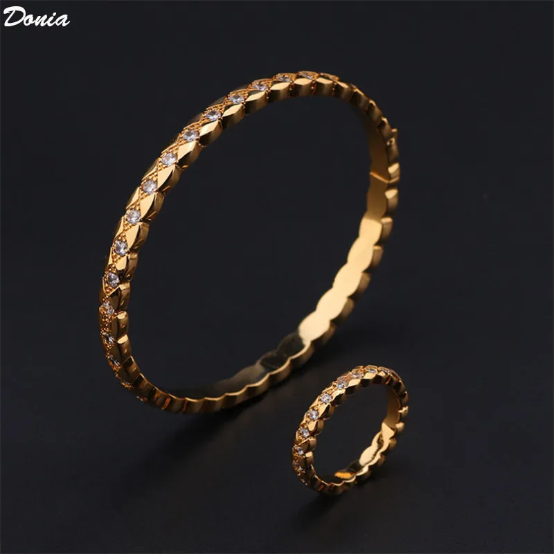 Donia Jewelry Luxury Bangle Party European och American Fashion Single Row Full Diamond Miniature Inlaid Zirconia Designer Gift249d