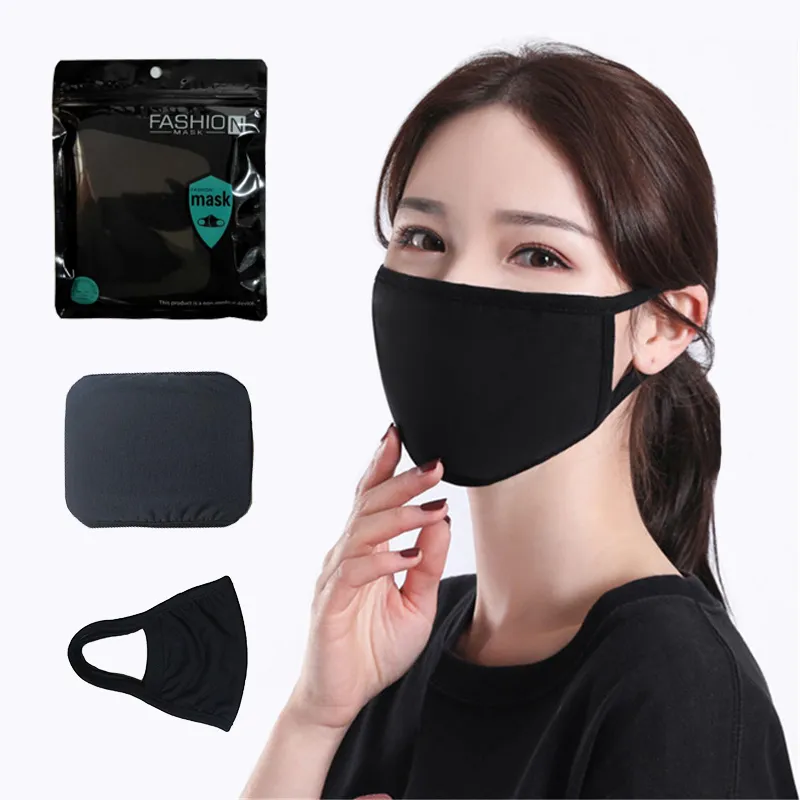 Máscara de algodão preto Moda clássica Face Máscaras Lavável Máscara de pano de poeira Reusável para homem Mulher Products Products