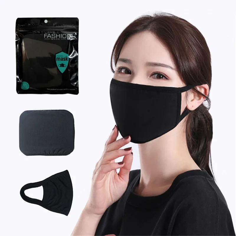 Maschera in cotone nero Maschere per il viso alla moda classica Maschera in tessuto antipolvere riutilizzabile lavabile per prodotti protettivi uomo donna