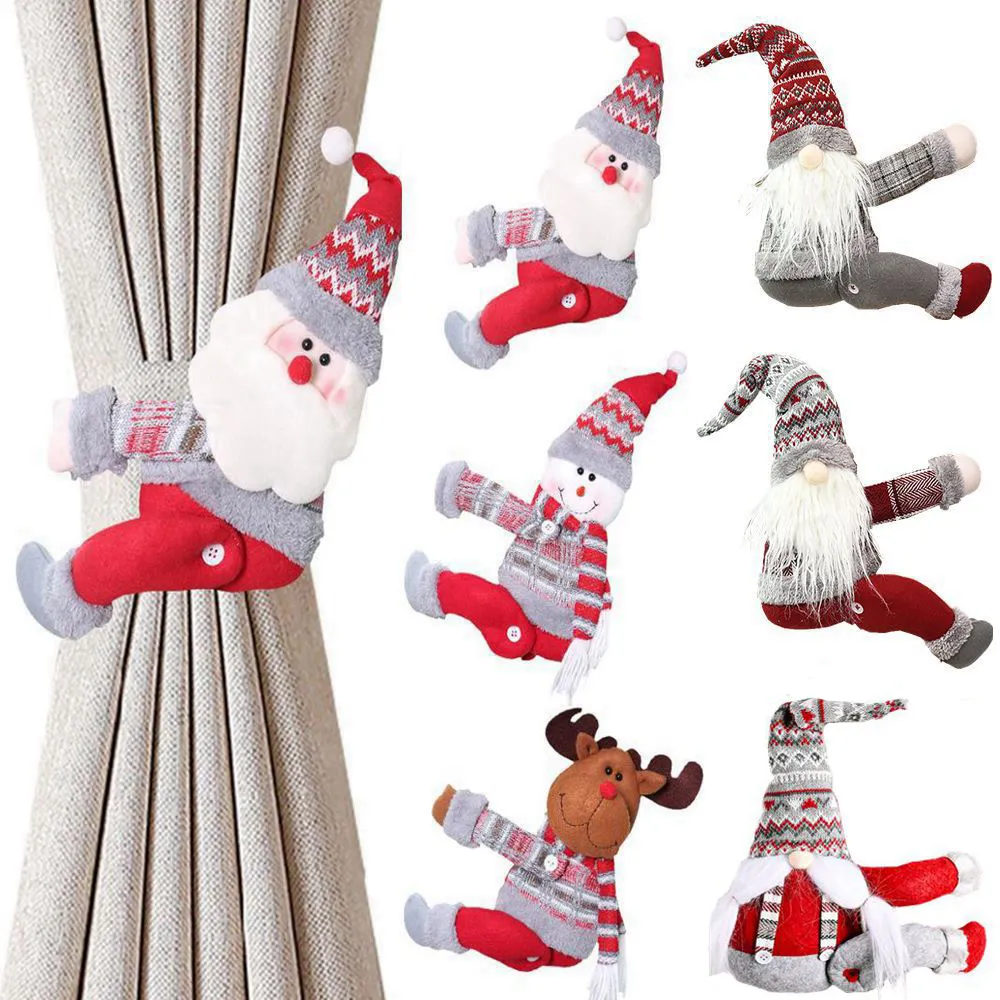 15 Stil Jul Gardin Spänne Tieback Santa Snowman Gardin Tiebacks Holdback Fasthållare Spänne Klämma dekorationer Julprydnader