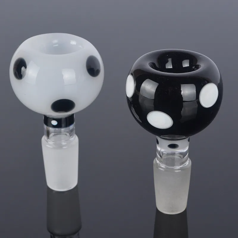 Nouveau style bol de 14 mm poignée noire et blanche petit verre avec joint mâle de 14 mm / 18 mm pour fumer Bangs Dab Rigs