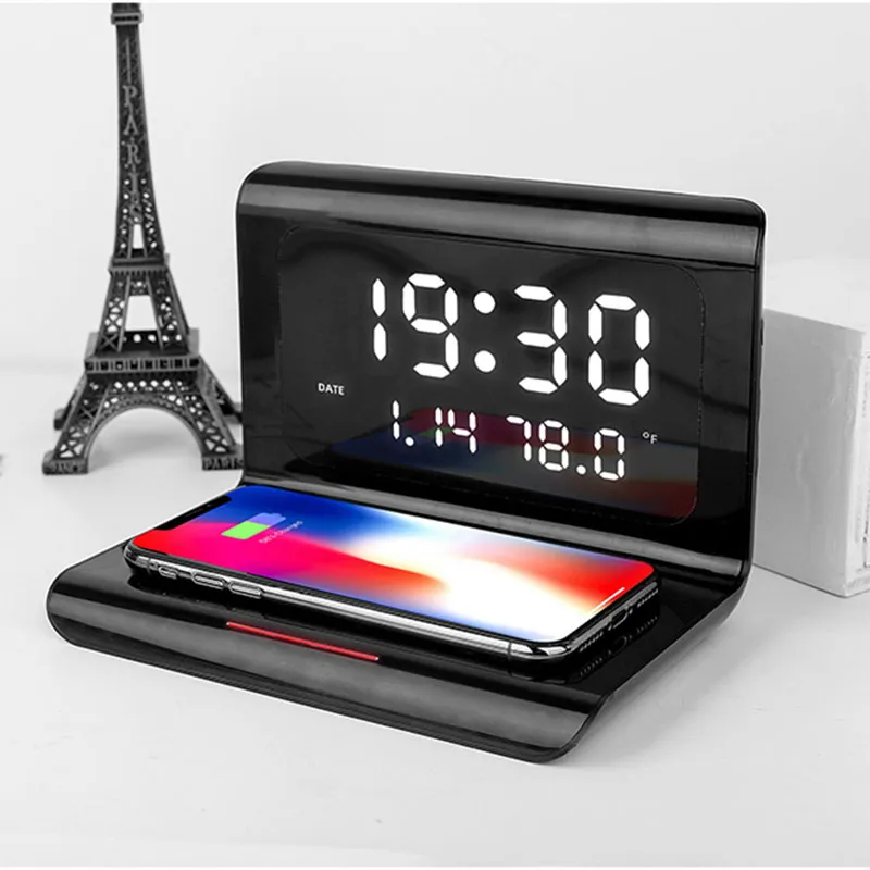 Cargador inalámbrico con calendario y reloj 3 en 1, nueva carga rápida inalámbrica para iPhone 12, 11 pro max, Samsung Galaxy Note 20 Ultra, 2020