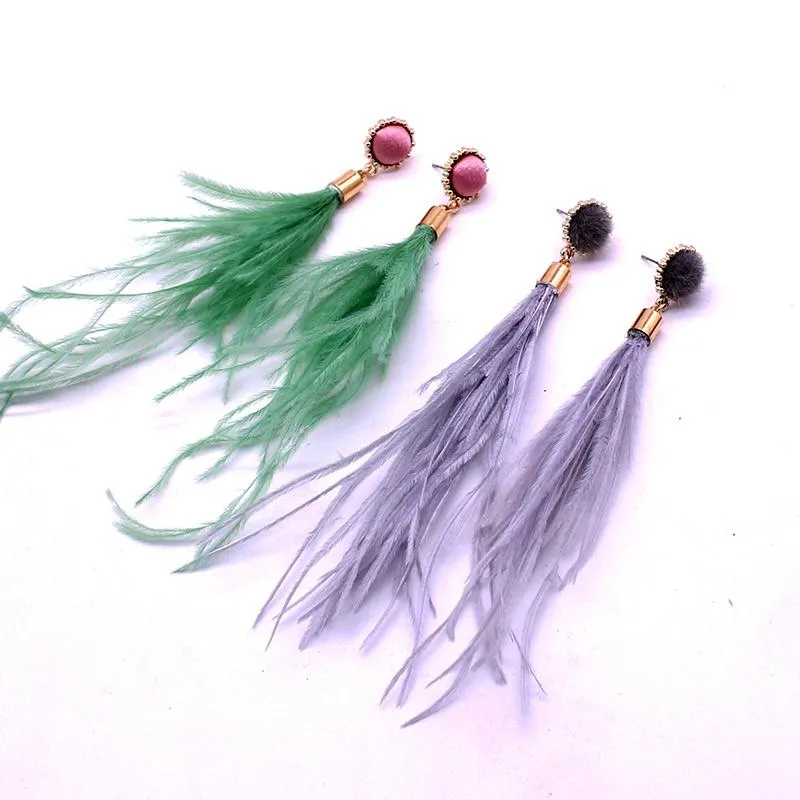 Orecchini di piume Orecchini di moda per le donne fascino piuma di struzzo di struzzo lungo 3 colori regali di gioielli di amicizia opzionale